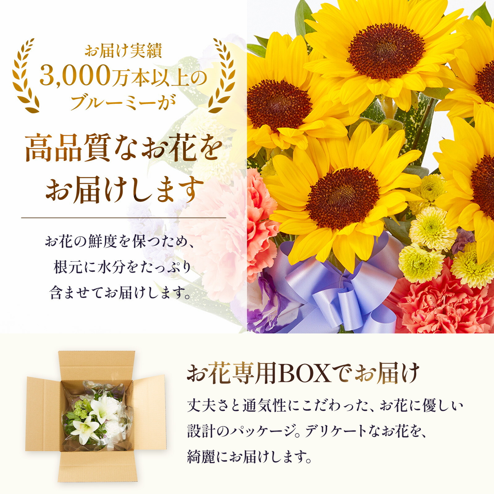 【お悔やみ・お供えの花】アレンジメント(ひまわり、Mサイズ)と甘美どら焼きのセット 喪中お見舞いカード