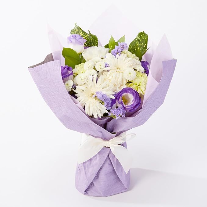 【お悔やみ・お供えの花】お供えの花束(青・紫)Mサイズ