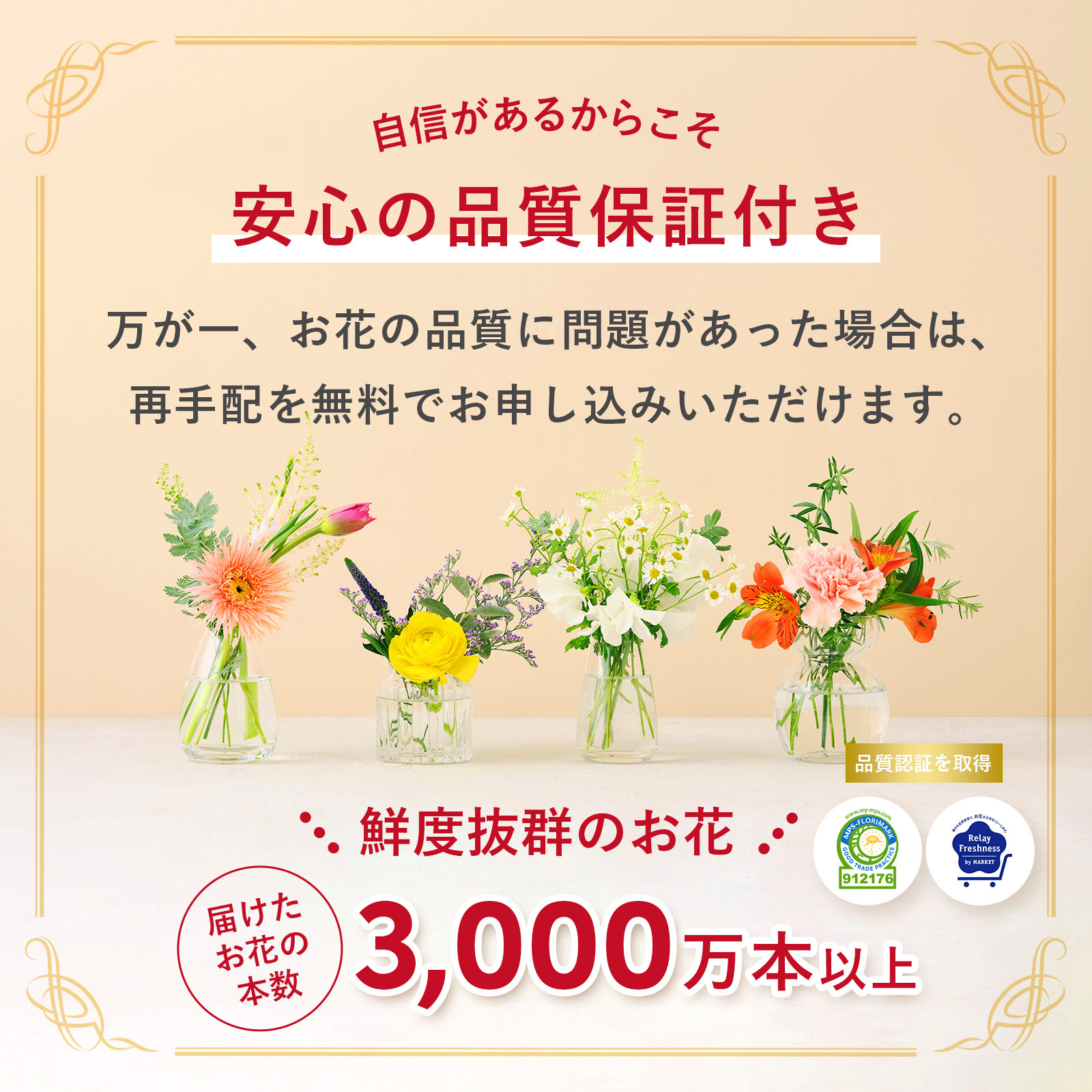 ゴディバ ダークチョコレートラングドシャクッキー と 季節のお花ブーケ(3本)