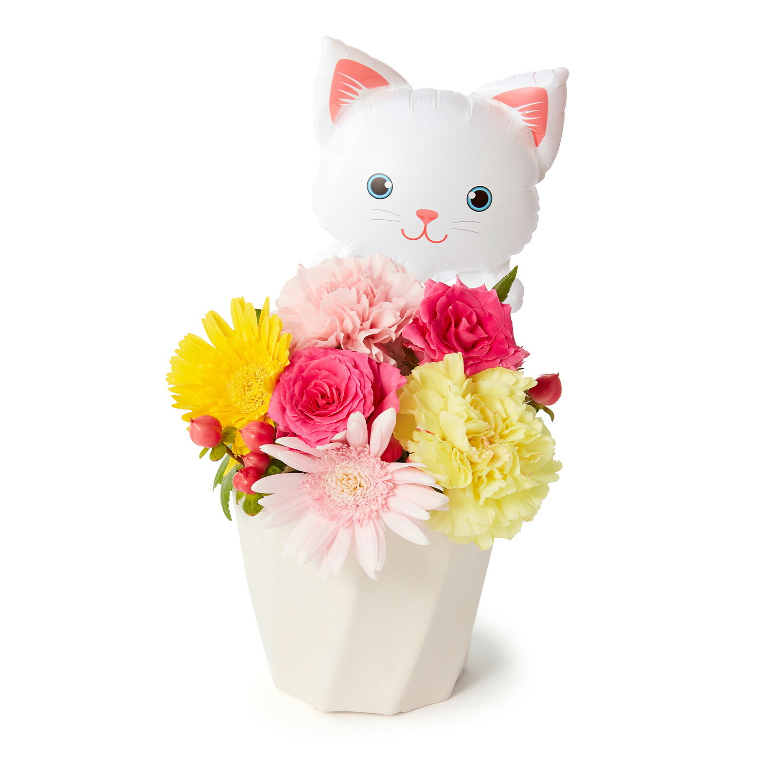 アレンジメント(カラフル)Sサイズ　ねこバルーン付き