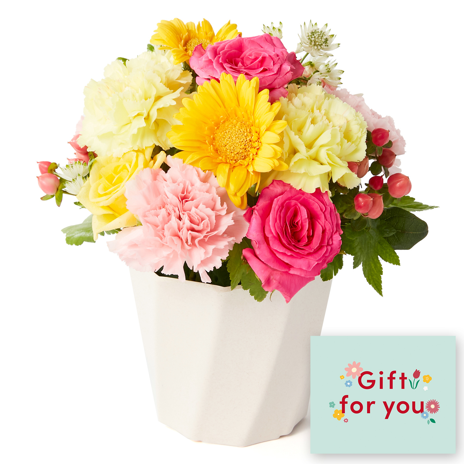 アレンジメント(カラフル)Mサイズ　Gift for youカード付き