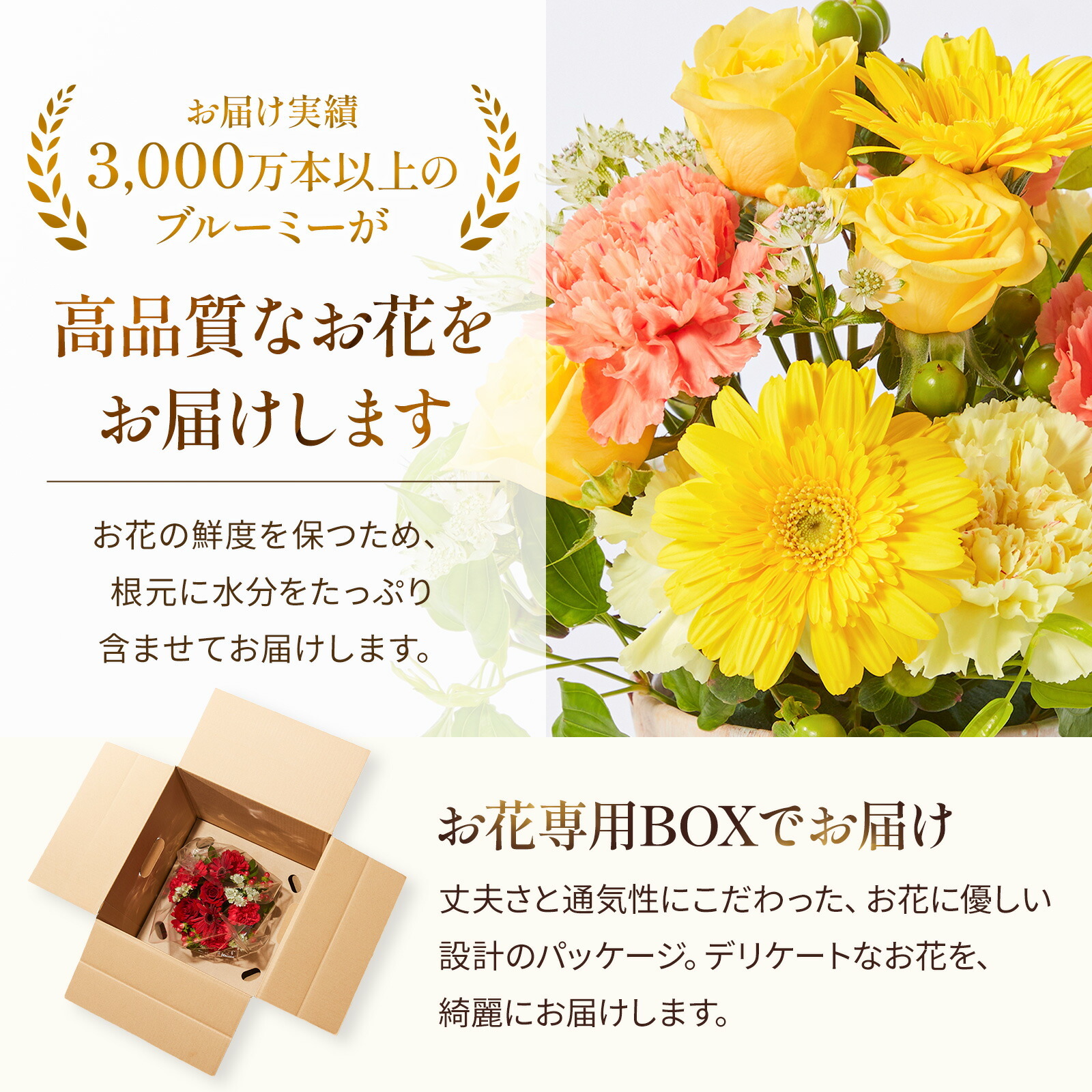 アレンジメント(黄)Mサイズ　ねこバルーン付き