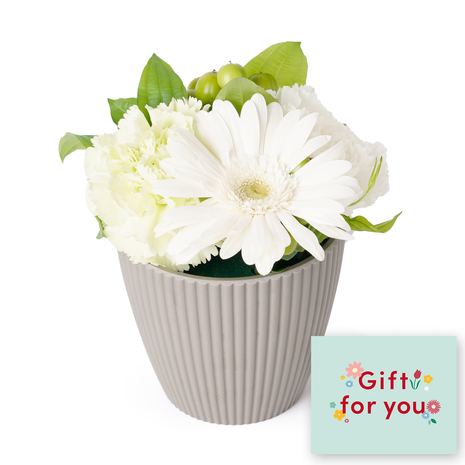 アレンジメント(白)XSサイズ　Gift for youカード付き