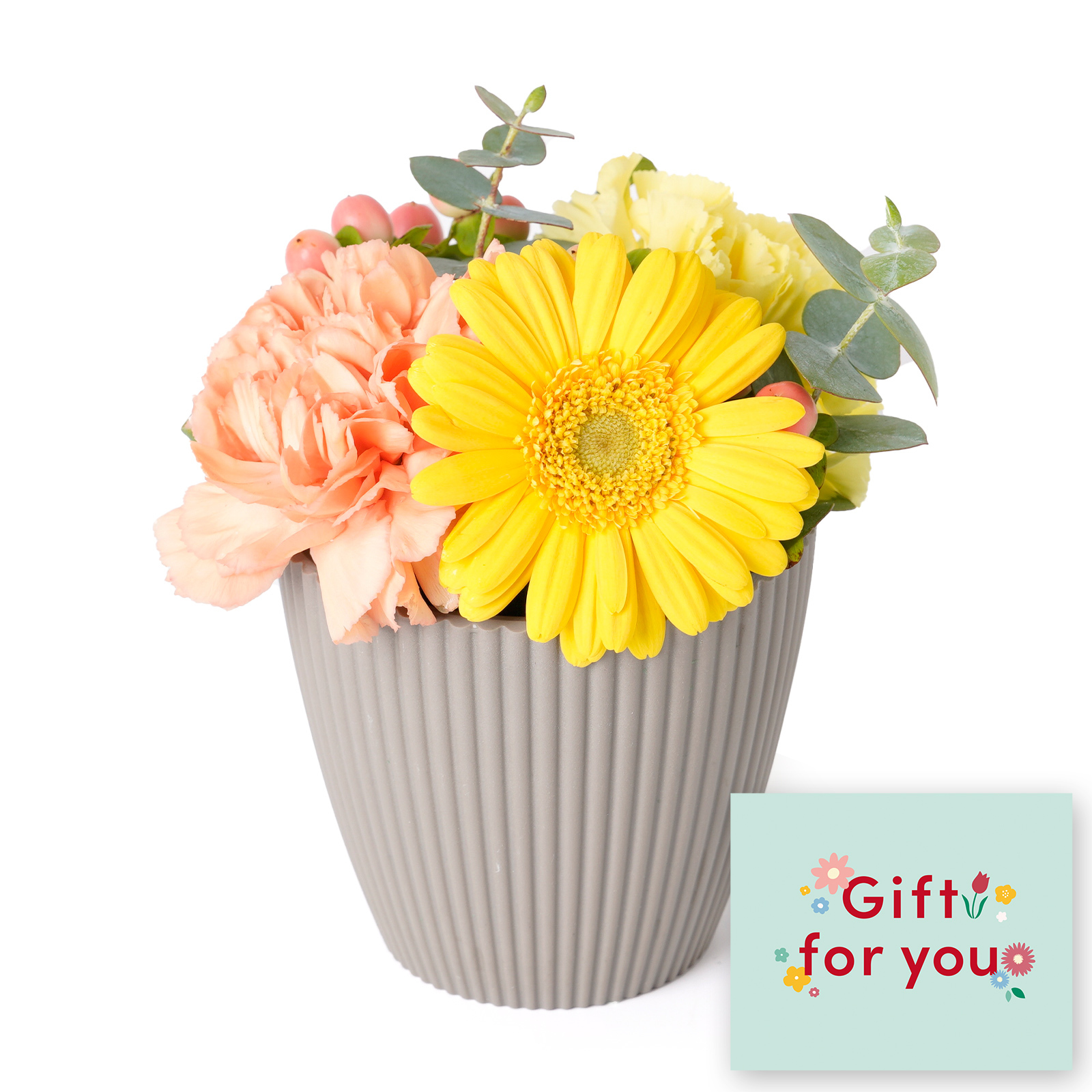 アレンジメント(黄)XSサイズ　Gift for youカード付き