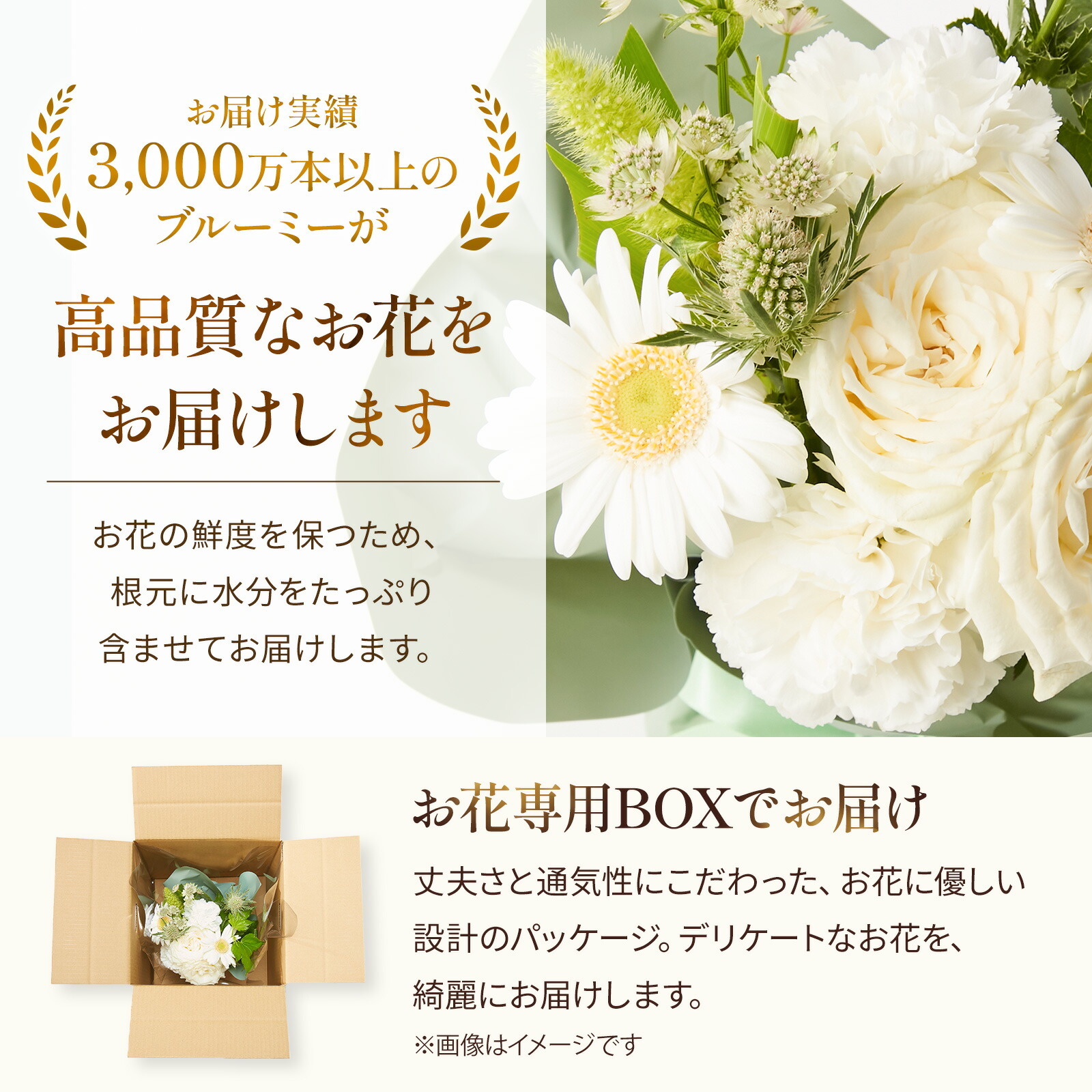 そのまま飾れるブーケ(白)Sサイズ　Happy Birthdayバルーン付き