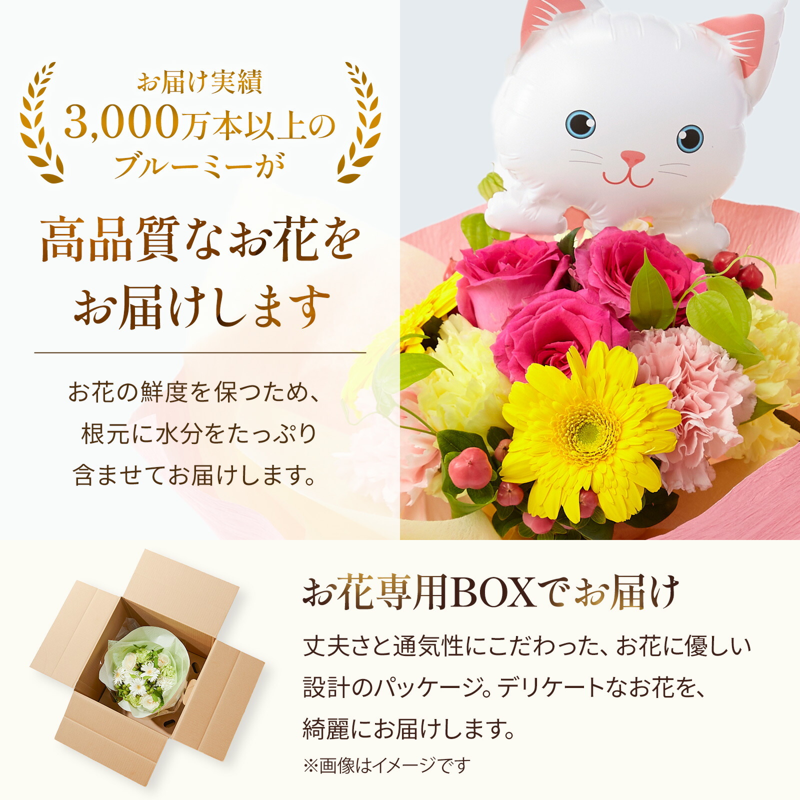 そのまま飾れるブーケ(カラフル)Mサイズ　ねこバルーン付き