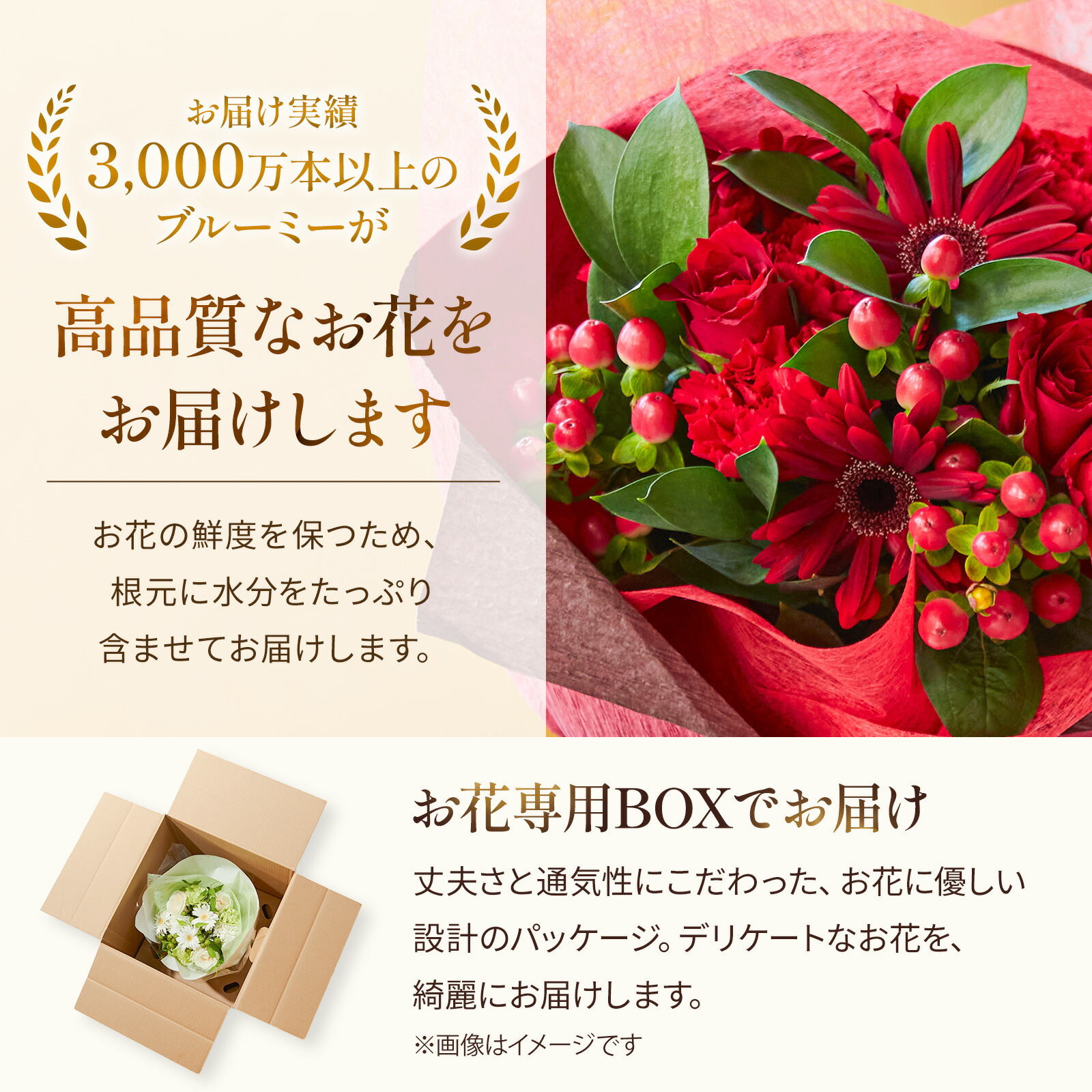 そのまま飾れるブーケ(赤)Mサイズ Happy Birthdayバルーン付き