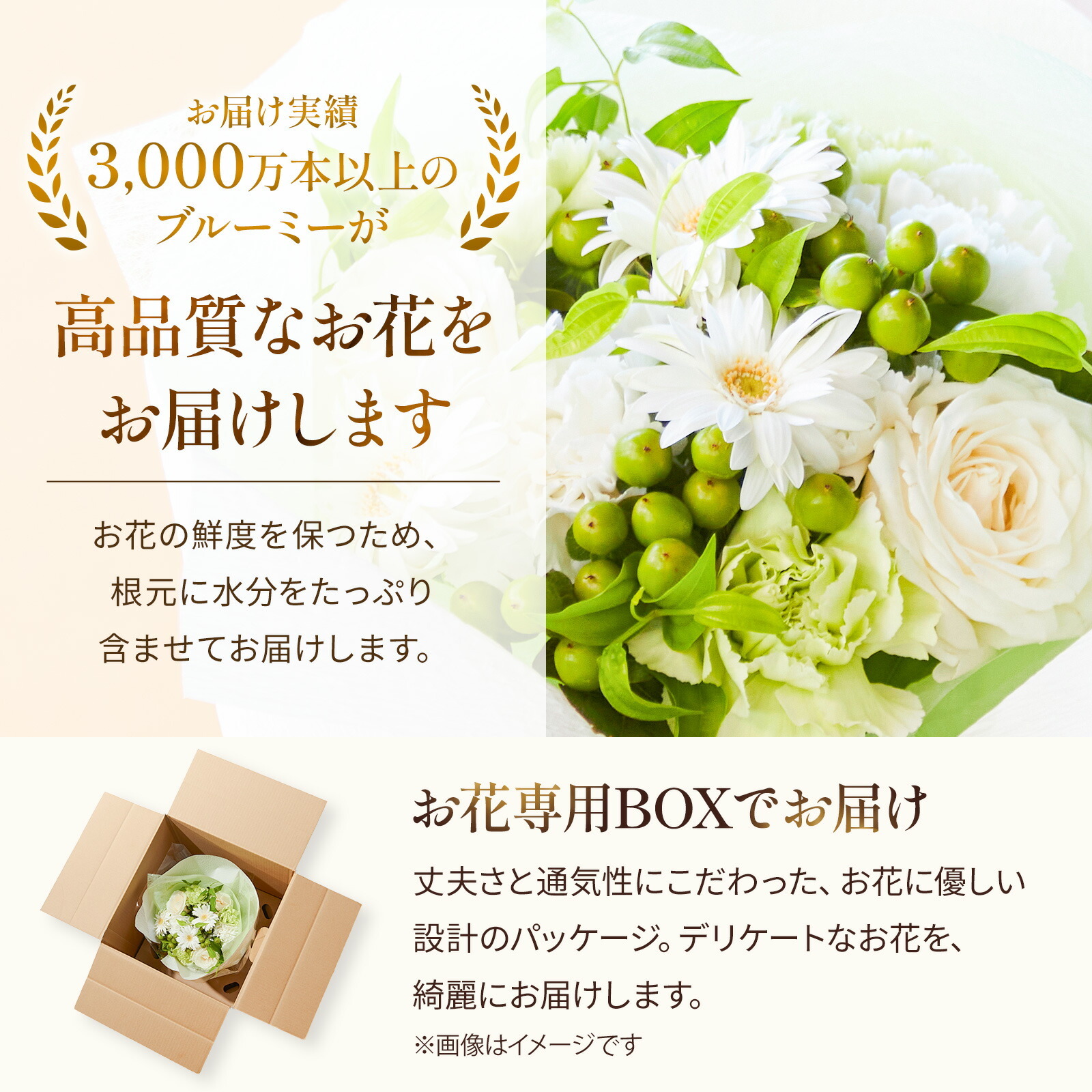 そのまま飾れるブーケ(白)Mサイズ　Thank youバルーン付き