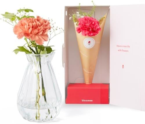 お花3本と花瓶セット(クリア02)　Gift for youカード付き