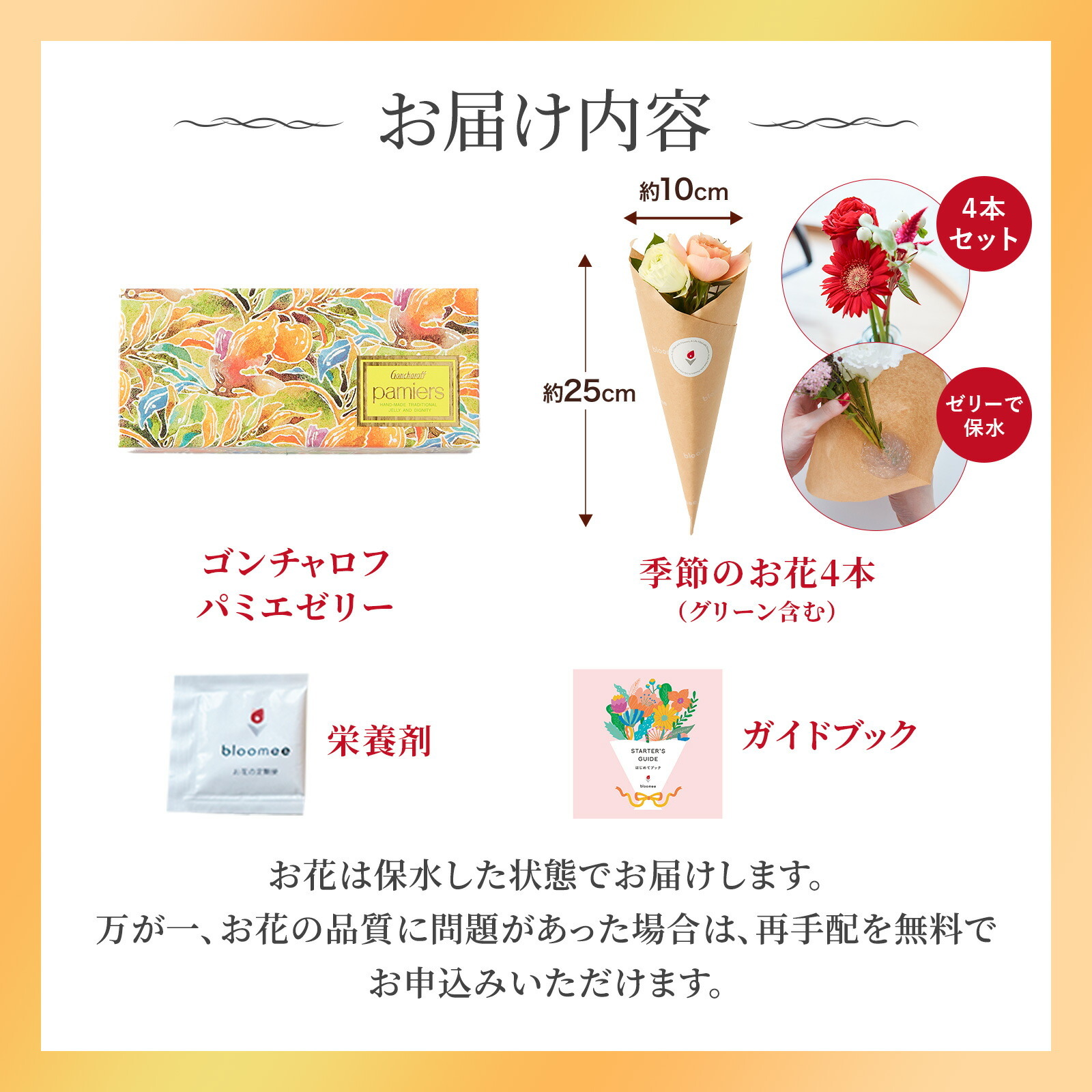 ゴンチャロフパミエゼリーとお花4本