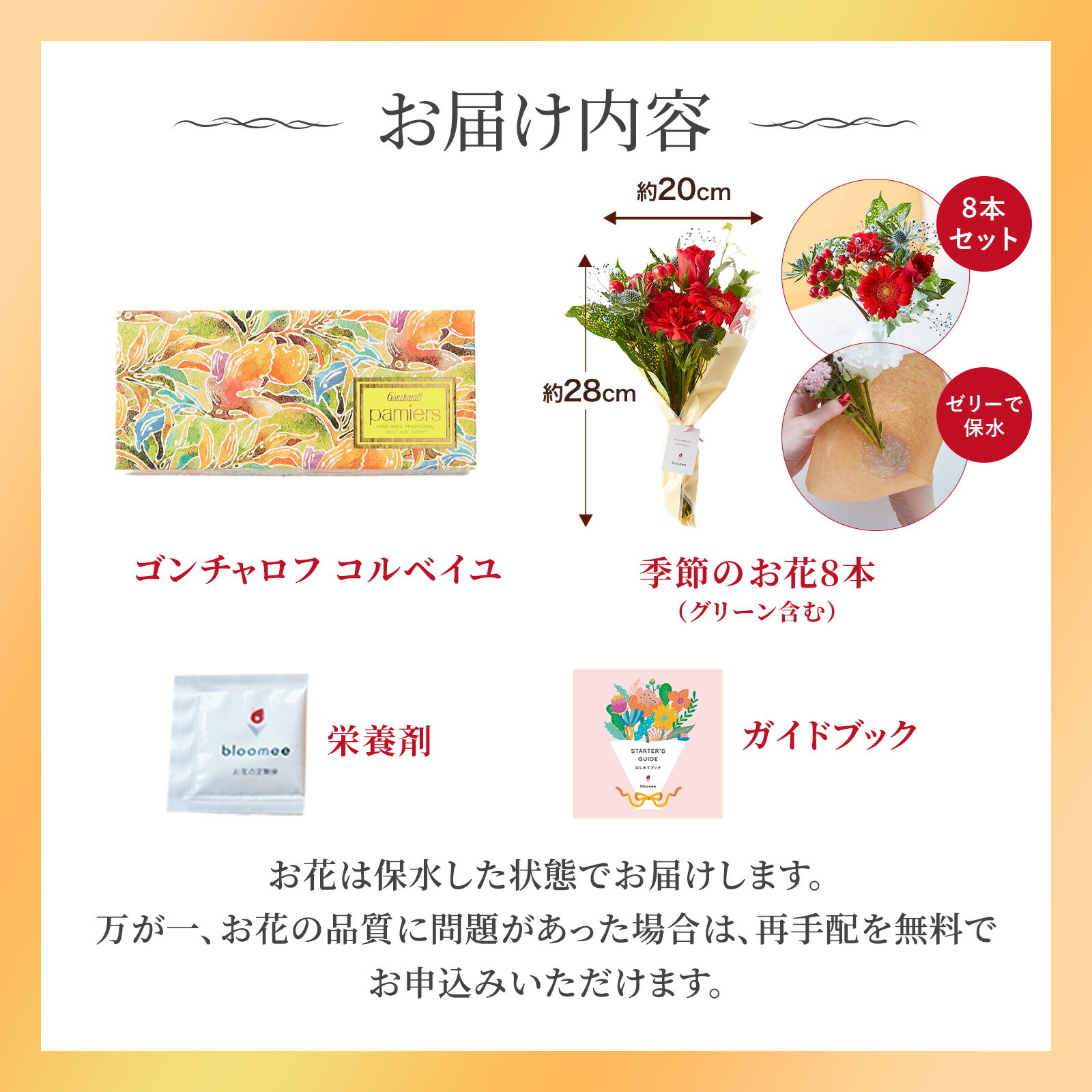 ゴンチャロフパミエゼリーとお花8本