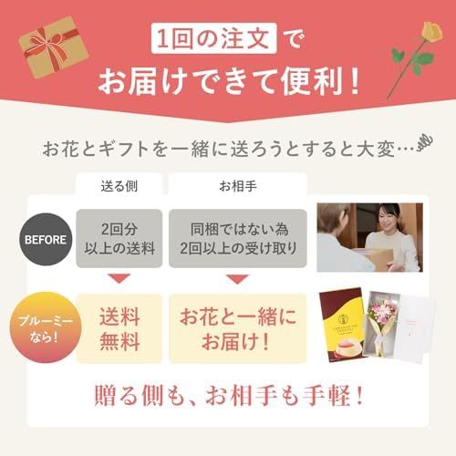八天堂のプリンと季節のお花8本　Gift for youカード付き