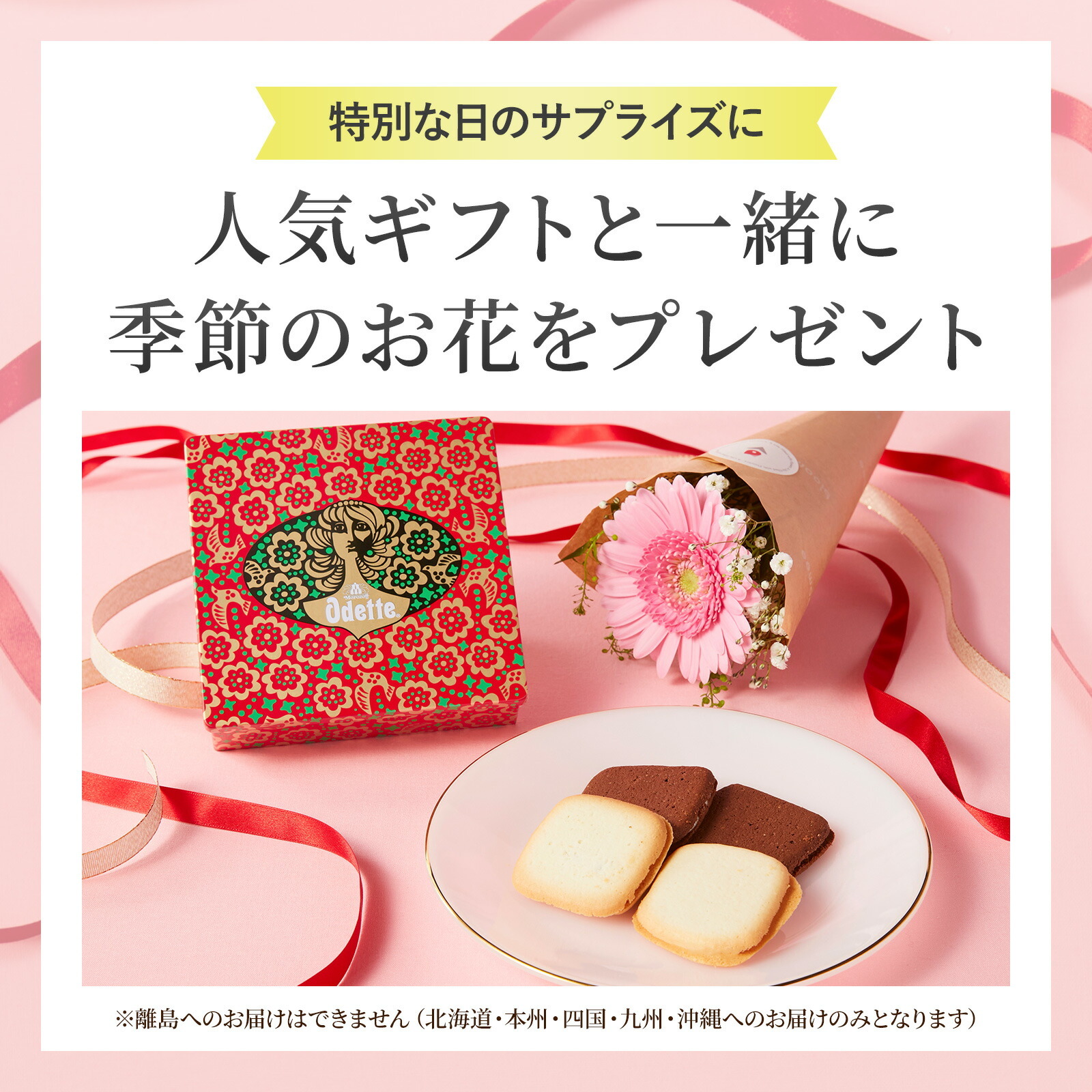 モロゾフ オデットとお花3本　Gift for youカード付き