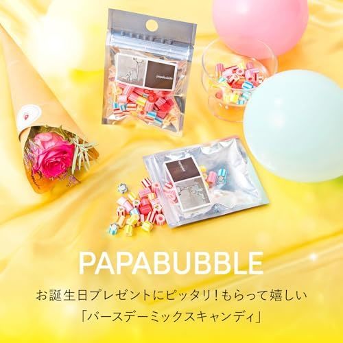 PAPABUBBLE バースデーキャンディーとお花3本　Gift for youカード付き