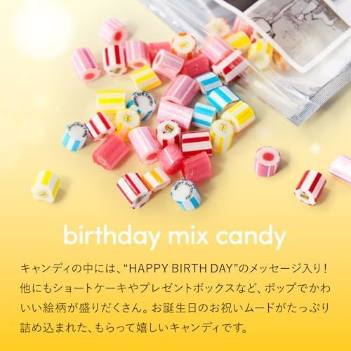 PAPABUBBLE バースデーキャンディーとお花3本　Gift for youカード付き