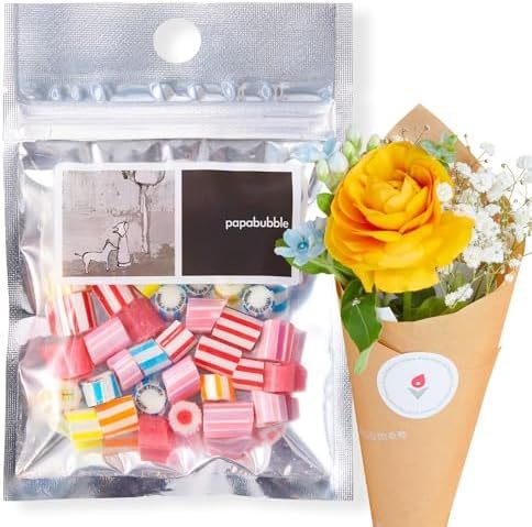PAPABUBBLE バースデーキャンディーとお花4本　Gift for youカード付き