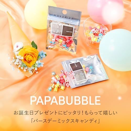 PAPABUBBLE バースデーキャンディーとお花4本　Gift for youカード付き