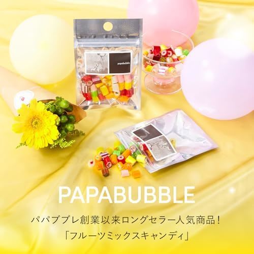 PAPABUBBLE フルーツキャンディーとお花3本　Gift for youカード付き