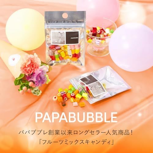 PAPABUBBLE フルーツキャンディーとお花4本　Gift for youカード付き