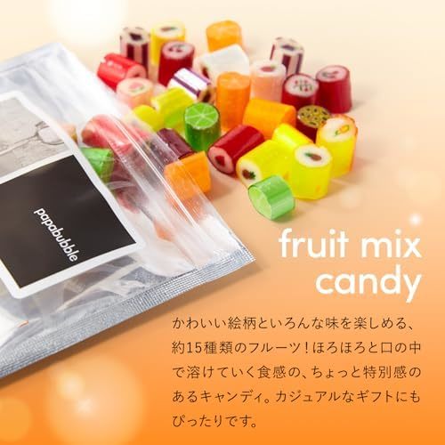 PAPABUBBLE フルーツキャンディーとお花4本　Gift for youカード付き