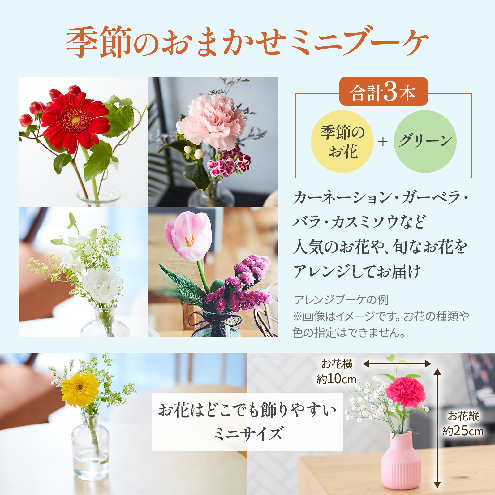 ピーターラビットとお花3本　Gift for youカード付き