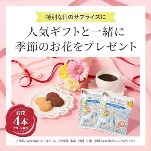 ピーターラビットとお花4本　Gift for youカード付き