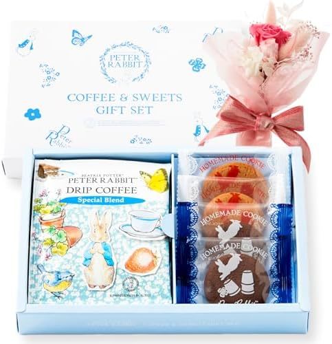 ピーターラビットとプリザーブドフラワーミニブーケのセット　Gift for youカード付き