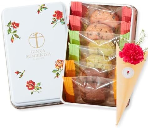 銀座千疋屋フルーツクッキーと季節のお花3本　Gift for youカード付き