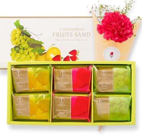 銀座千疋屋フルーツサンドと季節のお花3本　Gift for youカード付き