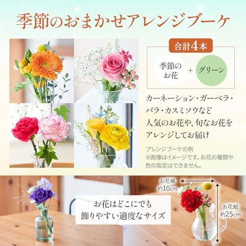 銀座千疋屋フルーツサンドと季節のお花4本　Gift for youカード付き