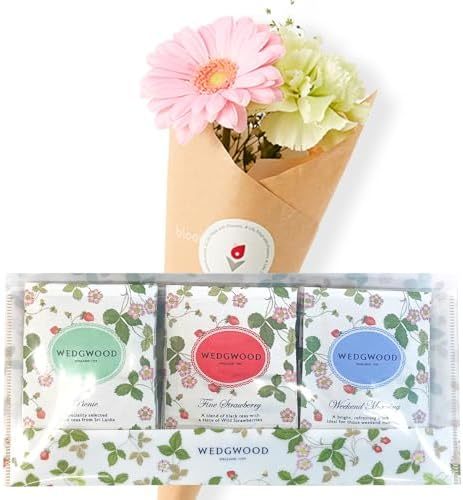ウェッジウッド ワイルド ストロベリー ティーバッグとお花4本