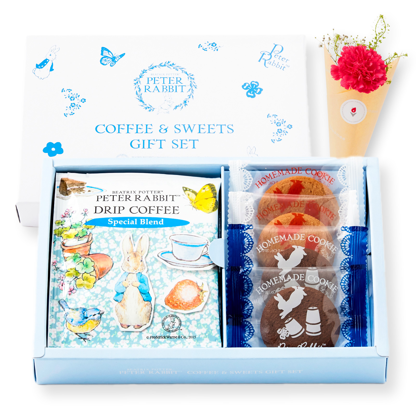 ピーターラビット コーヒー＆スイーツとお花3本
