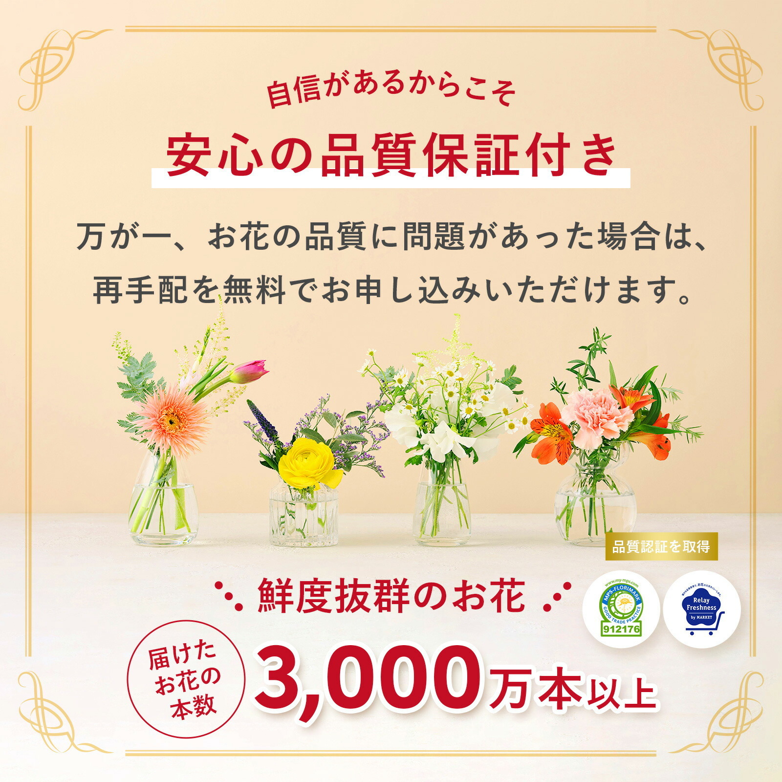 そのまま飾れるブーケMサイズ 赤 千疋屋クッキーセット