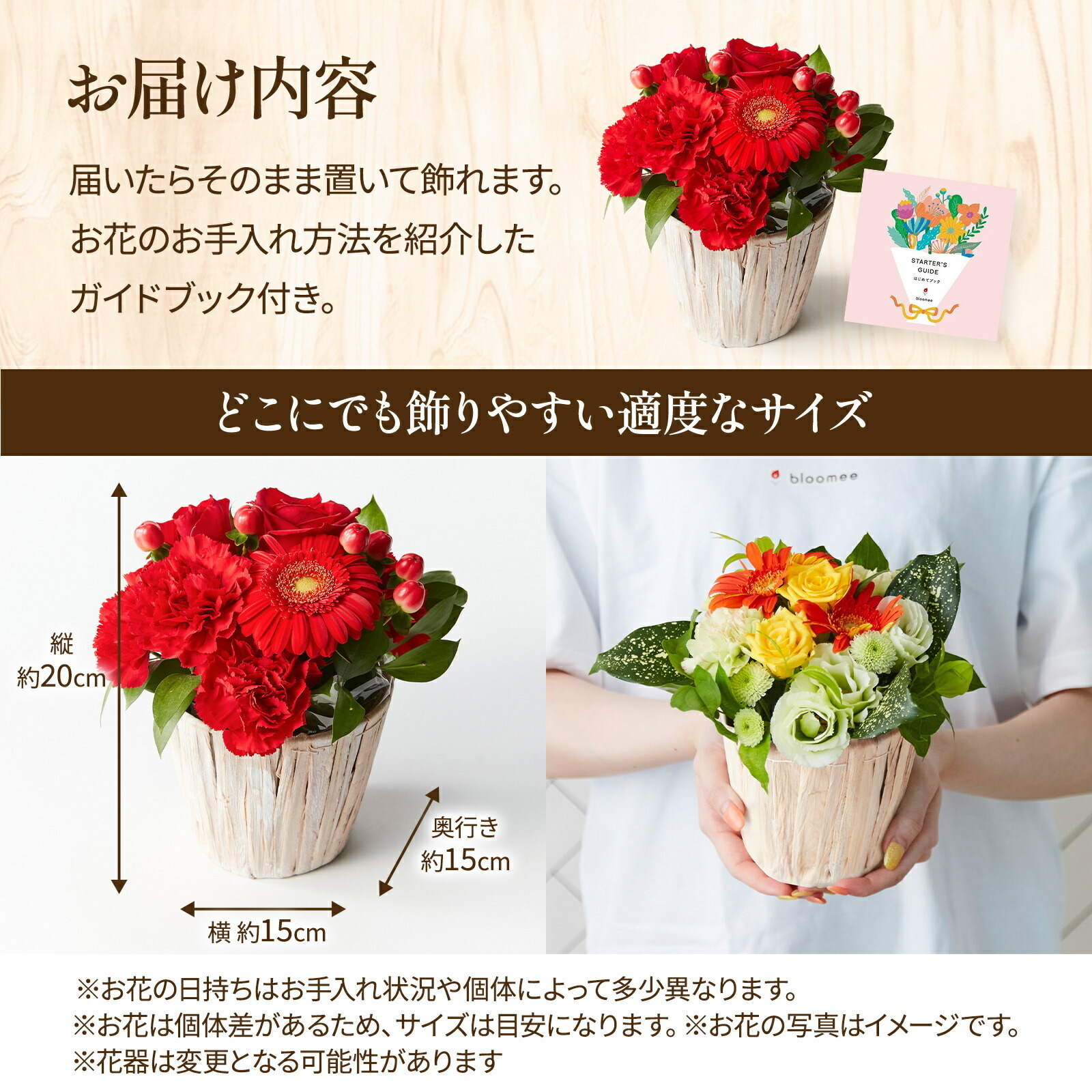 アレンジメント(赤) Sサイズ Happy Birthday カード付き