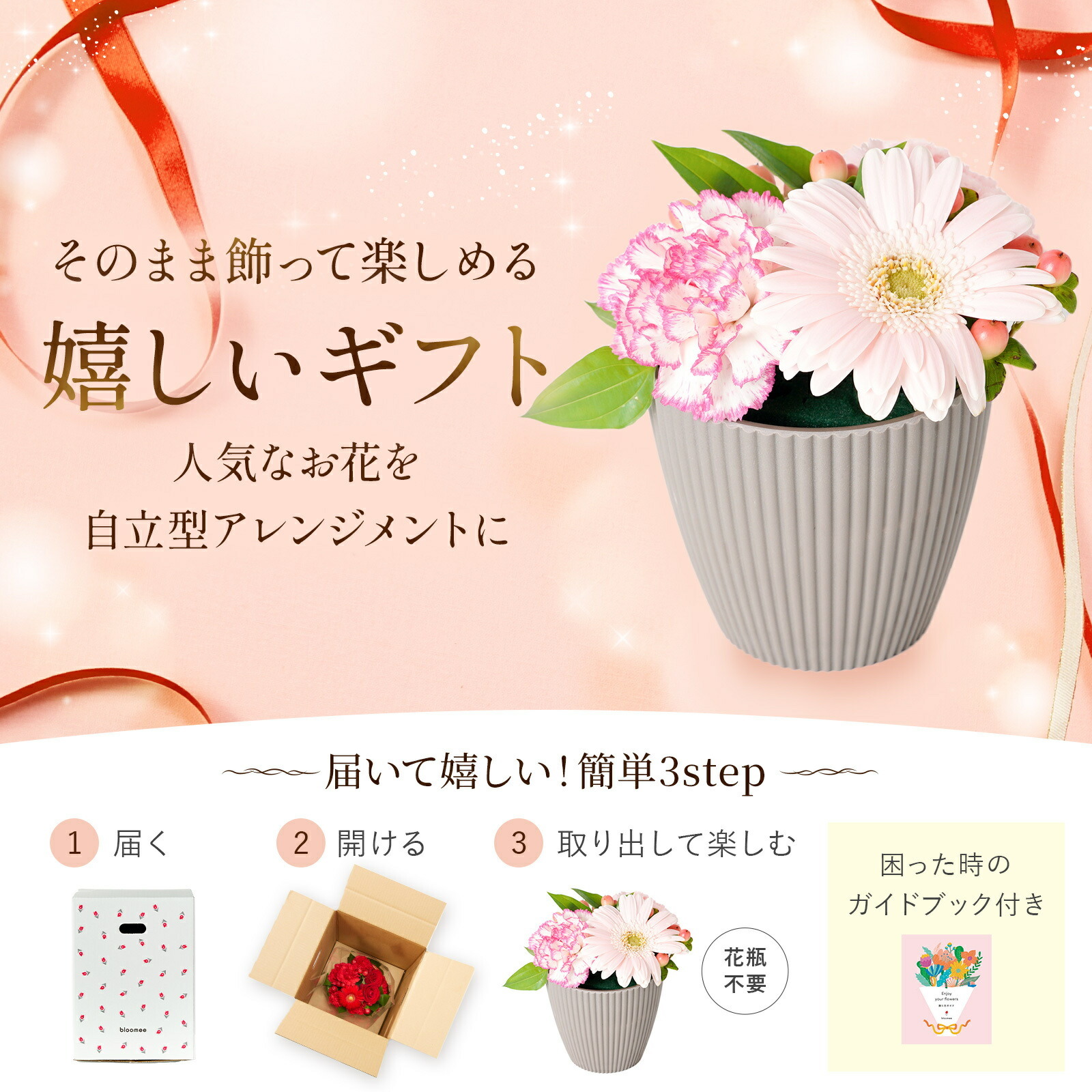 アレンジメント(ピンク)XSサイズ Happy Birthday カード付き