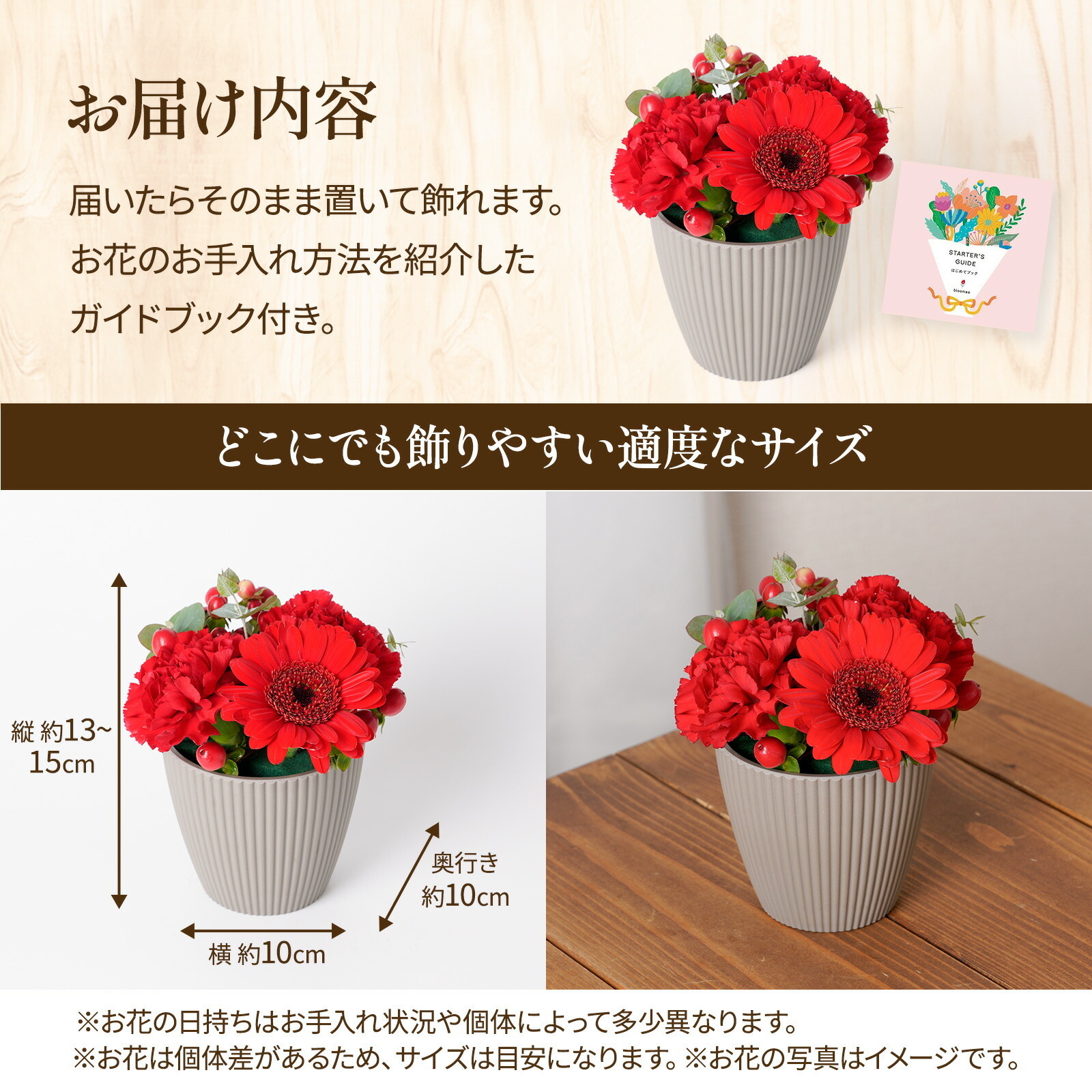 アレンジメント(赤)XSサイズ Happy Birthday カード付き